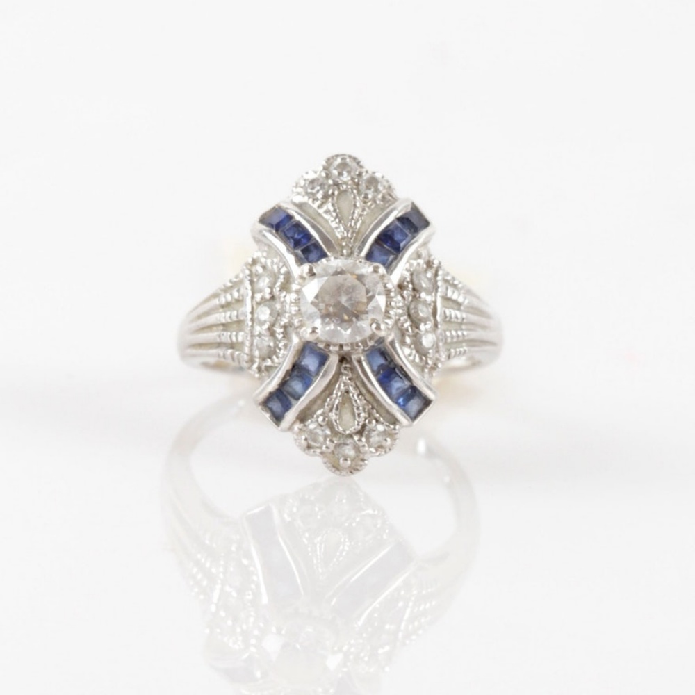 Vintage Art Deco sterling silver ring, size 6.25